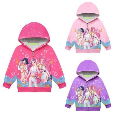 Kinder Mädchen POP Sängerin Rumi Zoey Mira Bedruckt Lässig Kapuzenreißverschluss Langarm Jacke Mantel