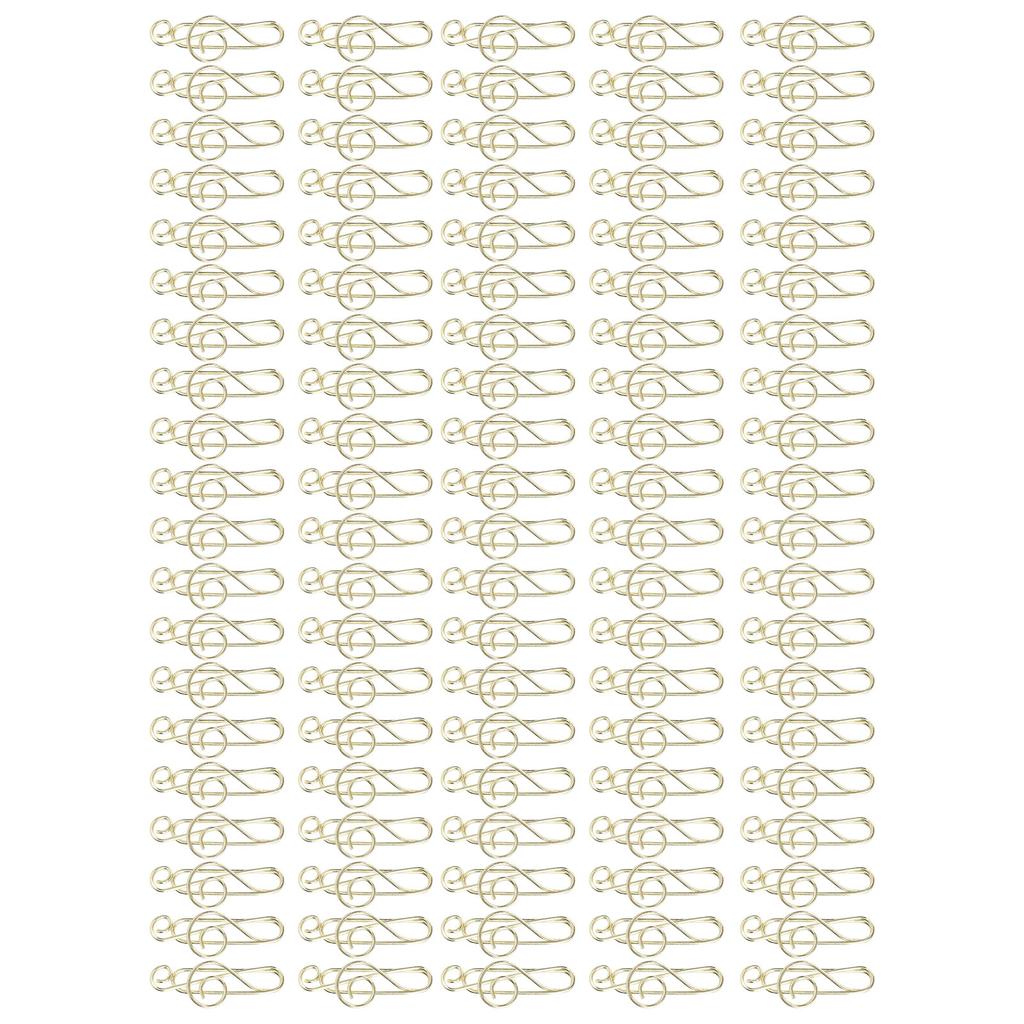 100Pcs Note Shape Paper Clips Innovative Cute Design Corrosion Resistant Gold Paper Clips for Office Home School Hospital