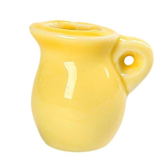 

Mini Ceramic Vase Refrigerator Magnet 3D Miniature Plants Flower Vase Fridge Magnet Home Office Kitchen Locker Decoration жёлтый