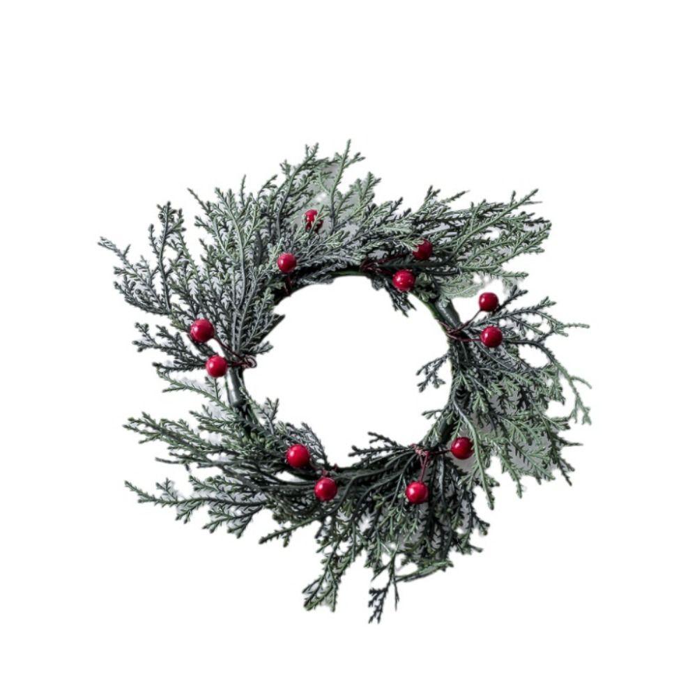 20cm Christmas Candlestick Wreath Handmade Red Berry Candle Wreaths  New Year