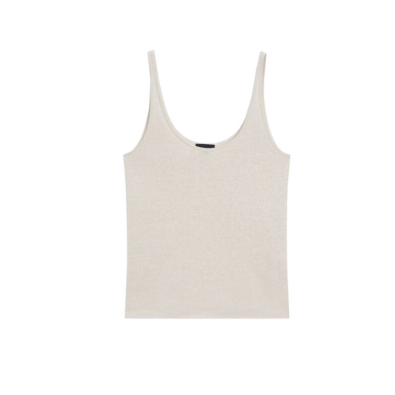Spring New American Casual Basic Solid Lightweight Linen Blend Sling Sleeveless T-shirt 6219937