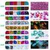 12 Colors/Set Nail Sticker Decor Sparkly Alphabet Small Laser Glitter Nail Sequin DIY Letter Nail Art Decorations Accessories