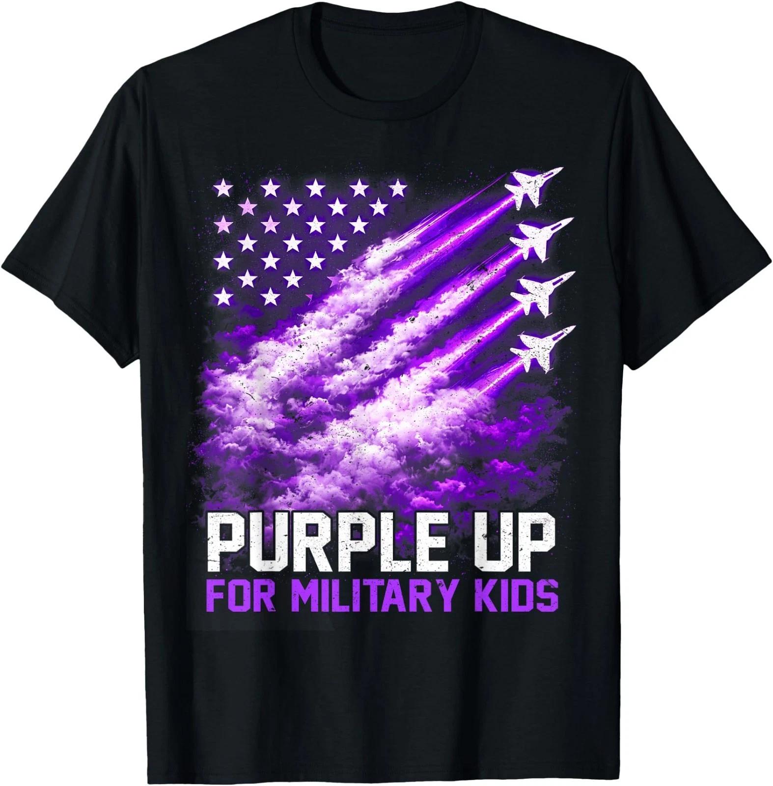 Purple Up for Military Kids Military Child Month USA Flag T-Shirt 4XL
