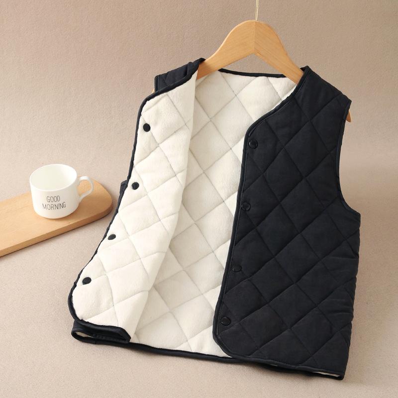 Kids Thickened Warm Padded Sleeveless Cardigan Vest For Boys And Girls