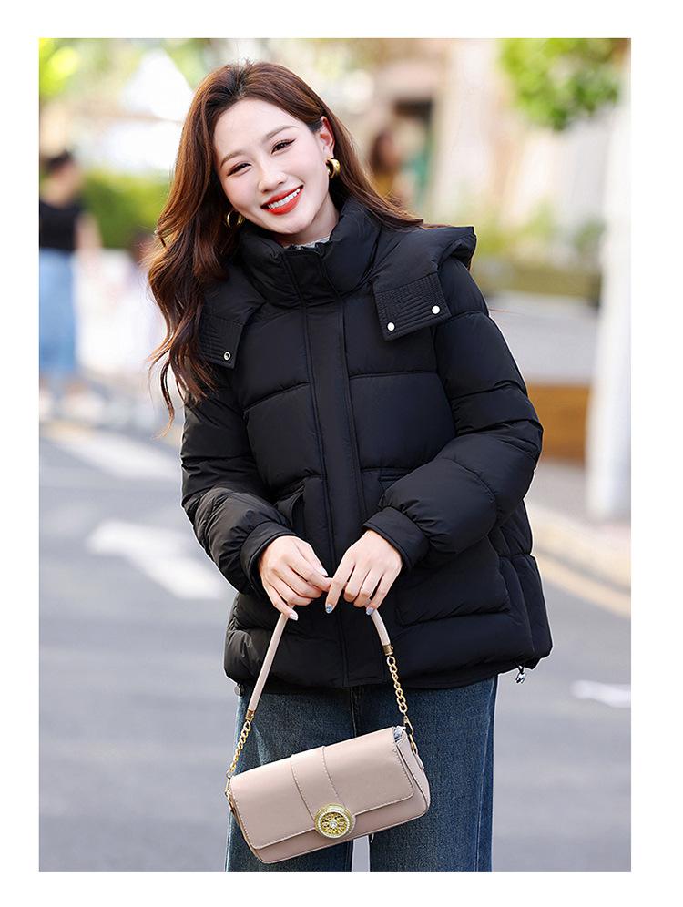 Women’s Short Hooded Windproof Thicken Warm Winter Jacket With Adjustable Hem