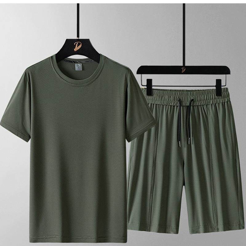 Pánska súprava Ležérna móda Pekné tričko Pánske Ležérne šortky Voľné Športové Dvojdielna súprava Krátky rukáv
