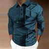 Men's 3D Printed Geometric Hexagonal Pattern Golf Shirt Long Sleeve Polo Shirt Business Casual Formal Button Collar AutumnWinter