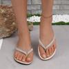 Fashion Women Plus Size Rhinestone Flip Flops Flat Bottom Beach Sandals Slippers Comfortable Summer Outdoor Casual Slides Women's Shoes