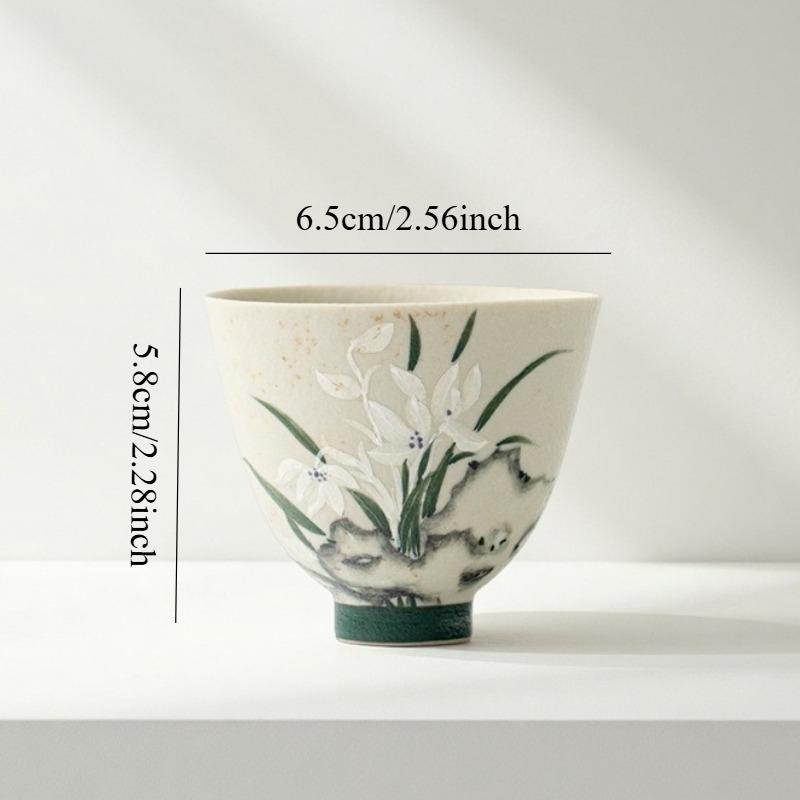 Antique hand-painted orchid ceramic tea cup, Kung Fu tea set, household tea cup, single cup tea cup