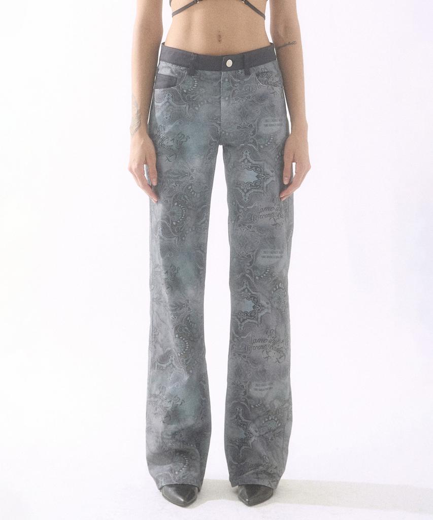 BADEE Printing Twill Pants Black Paisley
