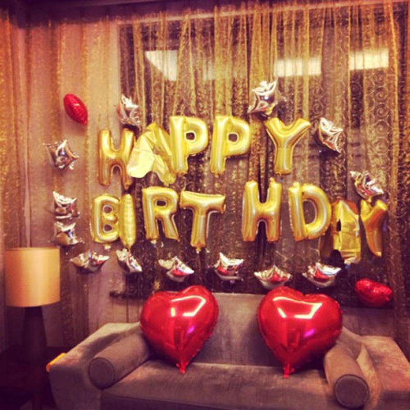 Elegant Gold Silver 16" Foil Letter Number Balloons For Birthday Party Decor