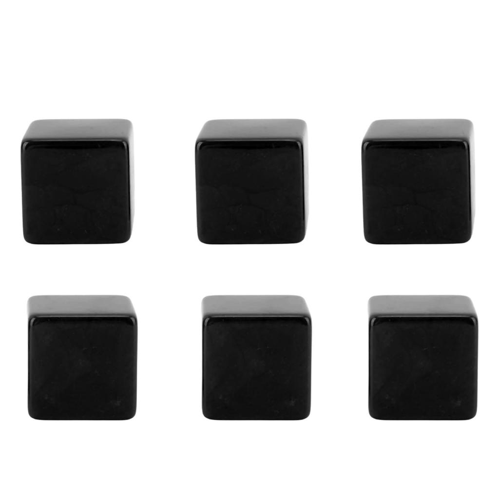 6PCS Blank Dice Cubes DIY Unfinished Dice Blocks Teaching Party Puzzle 6 Sided Dice Plastic Cubes Black