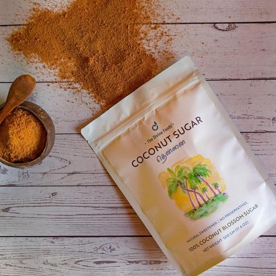 The Divine Foods | Organic Coconut Sugar | Natural Sweetener, Sugar Alternative | Unrefined | Sugar for Coffee, Tea & Recipes, Non - GMO (500 Gm)