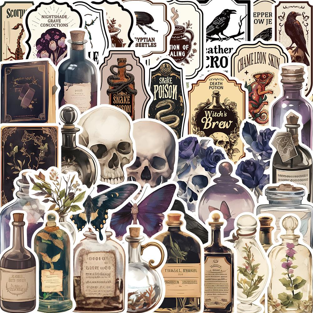 50PCS Dark Aesthetic Diary Stickers DIY Diary Laptop Luggage Skateboard Graffiti Decal Fun Stylish Classic Toys