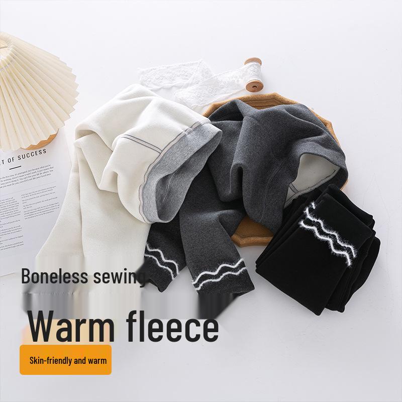 2025 Autumn/Winter Seamless Fleece-Lined Children's Leggings - Fashionable and Thickened for Girls