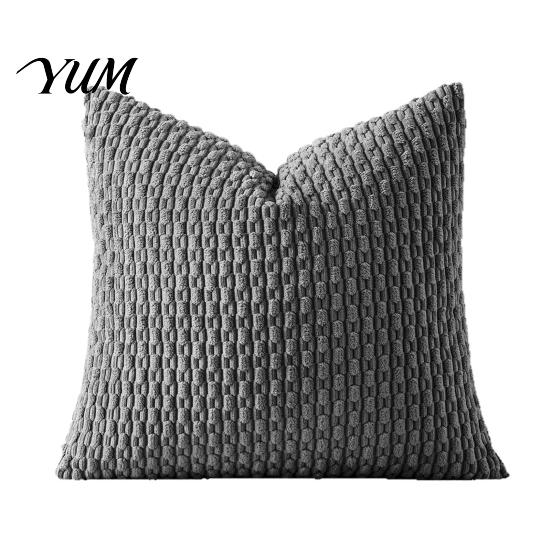 Durable Washable Hidden Zipper Shams Bohemian Corduroy Throw Pillow Cover, Soft Solid Color Decorative Cushion Case, Easy Clean Removable Protectors