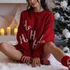 LYRIA Christmas Look Women's Knitting Dress Long Sleeve O Neck Pullover Dresses Casual Loose Knitwear Xmas Party Wear Juaquard Jumpers