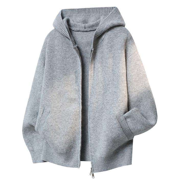 High-Quality Unisex Hooded Knit Cardigan – Warm, Thick, Casual Zipper Sweater