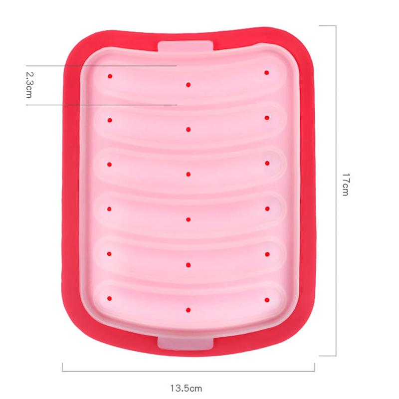Silicone Sausage Making Mold 6 Grids Non-stick Kitchen DIY Ham Hotdog Maker Mould Cake Baking Molds with Lid Household Tools