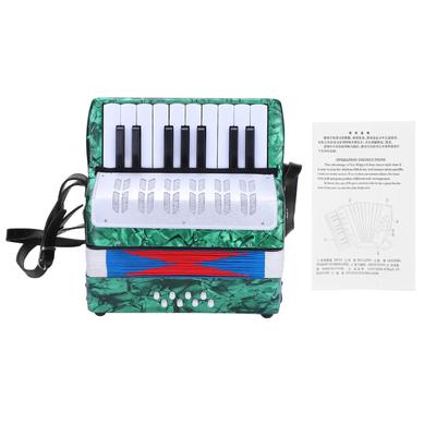 17 Tangenter 8 Bas Piano Dragspel Musikinstrument för Nybörjare Studenter (Grön)