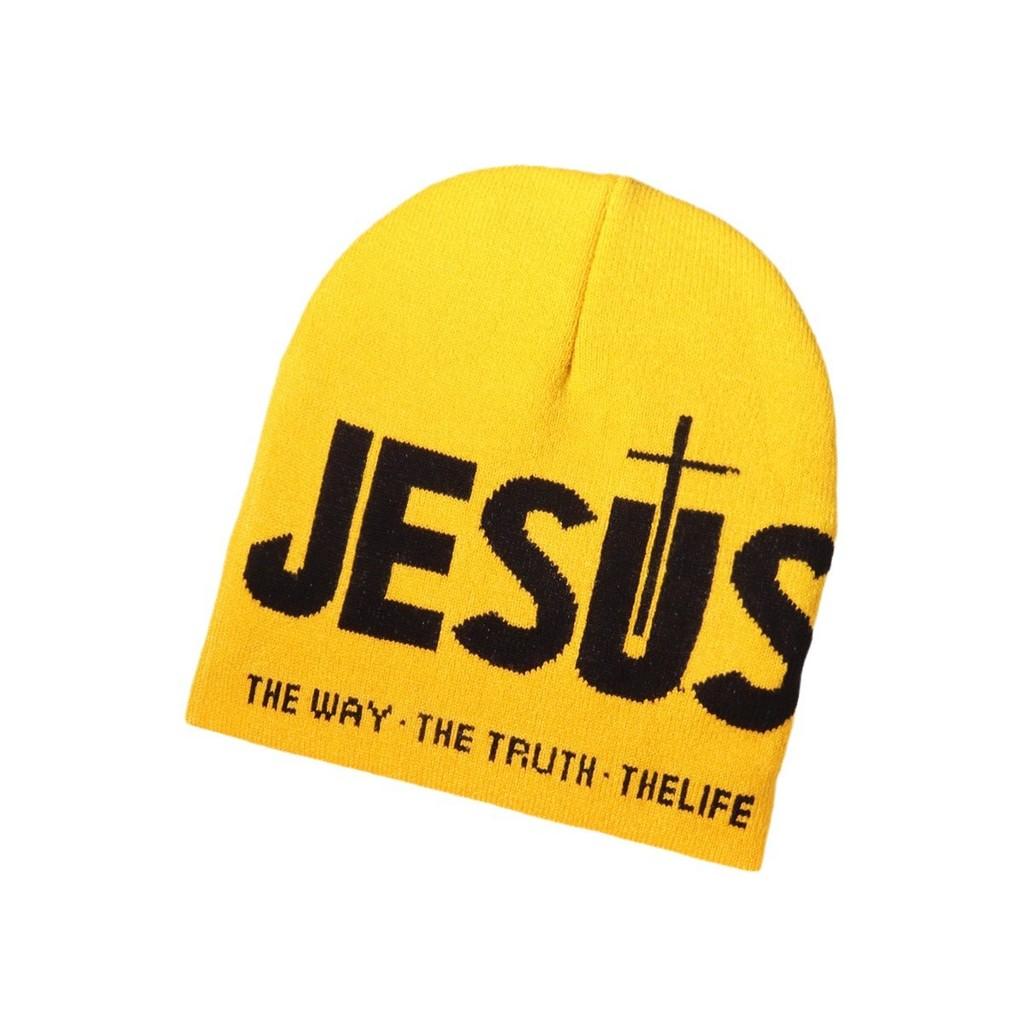 Nordic Streetwear Knit Hat With Embroidered Letters For Casual Winter Wear