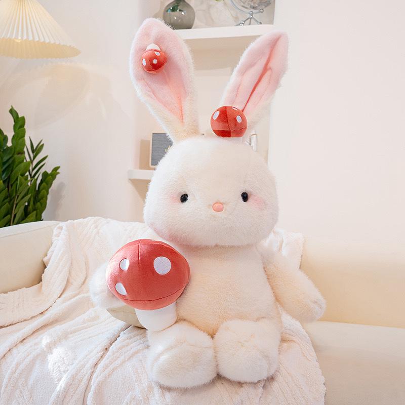 White Mushroom Rabbit Plush Toy - Cute Gift for Girls