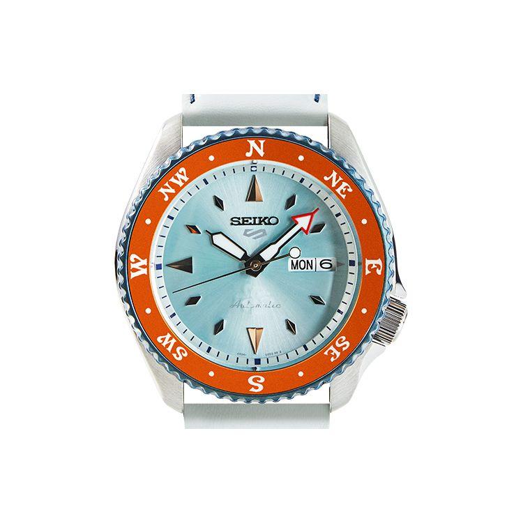 Seiko 5 Series One Piece Limited Edition Nami Sports Casual Commemorative Watch Mechanical Movement Leather Strap Men watches White SRPF63K1