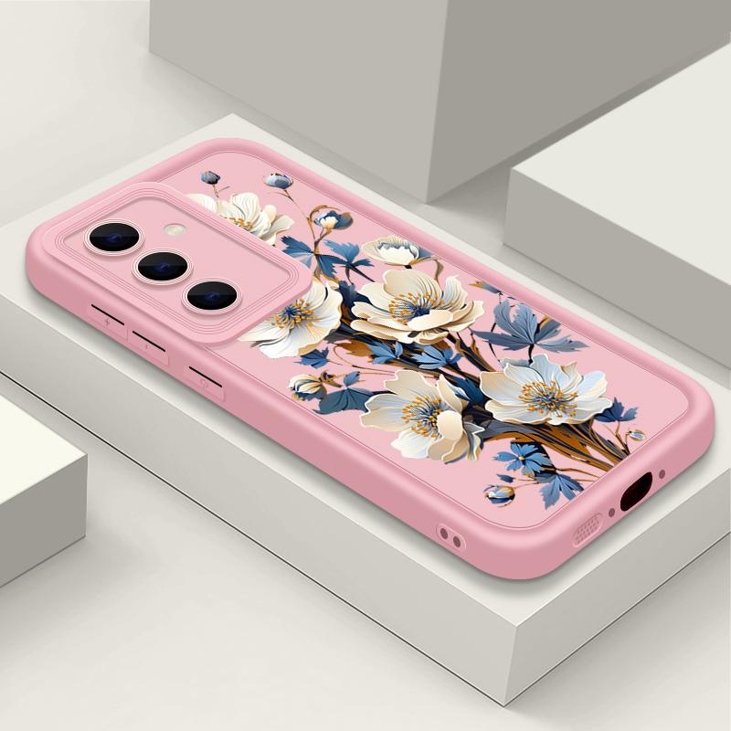 

Розкішний матовий м’який чохол із квітковим принтом із ТПУ для Samsung S25 Plus S24 FE S23 Ultra S22 A56 A36 A16 A55 A06 A05 A15 A35 A54 Протиударний чохол-бампер Samsung S24 рожевий