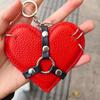 Gothic Leather Heart Keychain Y2K Bag Pendant Creative Rivet Heart Bag Charm  Birthday Gift