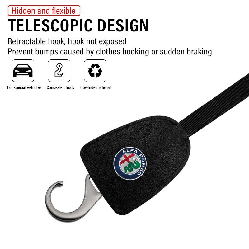 1/2pcs Leather Car Seat Back Hooks Portable Hanging Bag Rack for Alfa Romeo Giulia Giulietta MiTo Stelvio Tonale 4C 8C Disco Volante Gloria