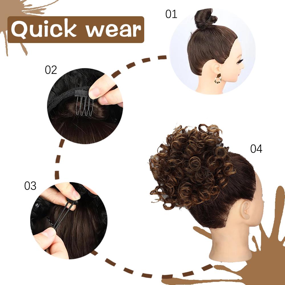MISS WIG Syntetiske boller Hårstykke 60g Elastisk snøring Large Curly Scrunchies Hestehale Extensions Hår for kvinner Daglig bruk