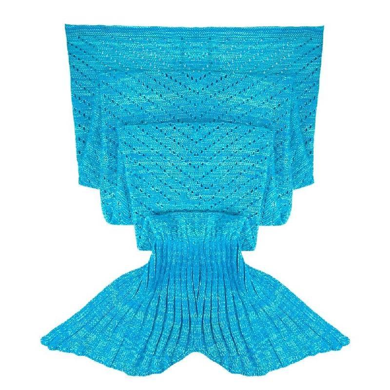 Tail Mermaid Fish Knitted Blanket Warm Solid Color Quilt Bedroom Gift Fashion