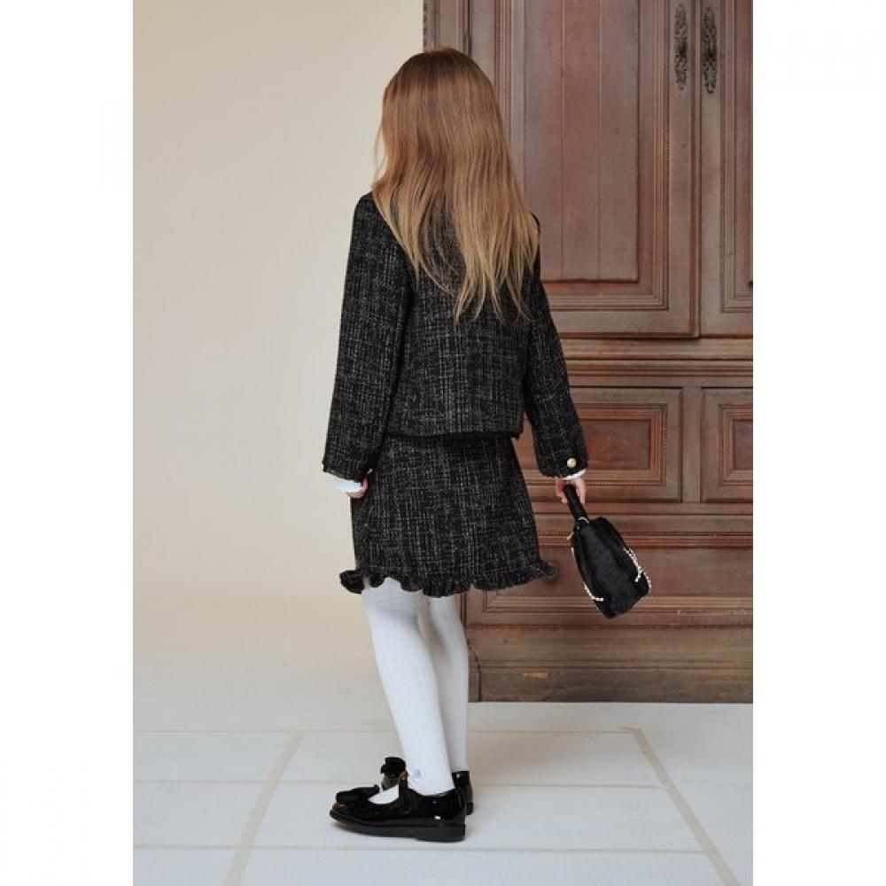 The Coffee Bean   Tea Leaf Black Tweed No Collar Jacket Ba12jk01bk