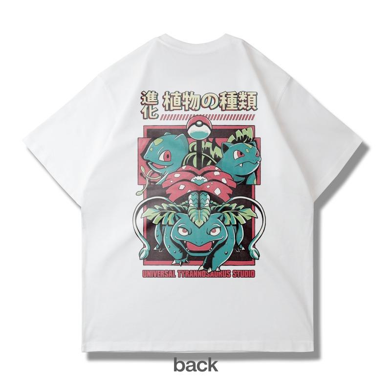 Japanese Harajuku Pokémon Cartoon Printed T-shirt Summer New Men's and Women's Plus Size Trend Loose Casual Short-sleeved Top