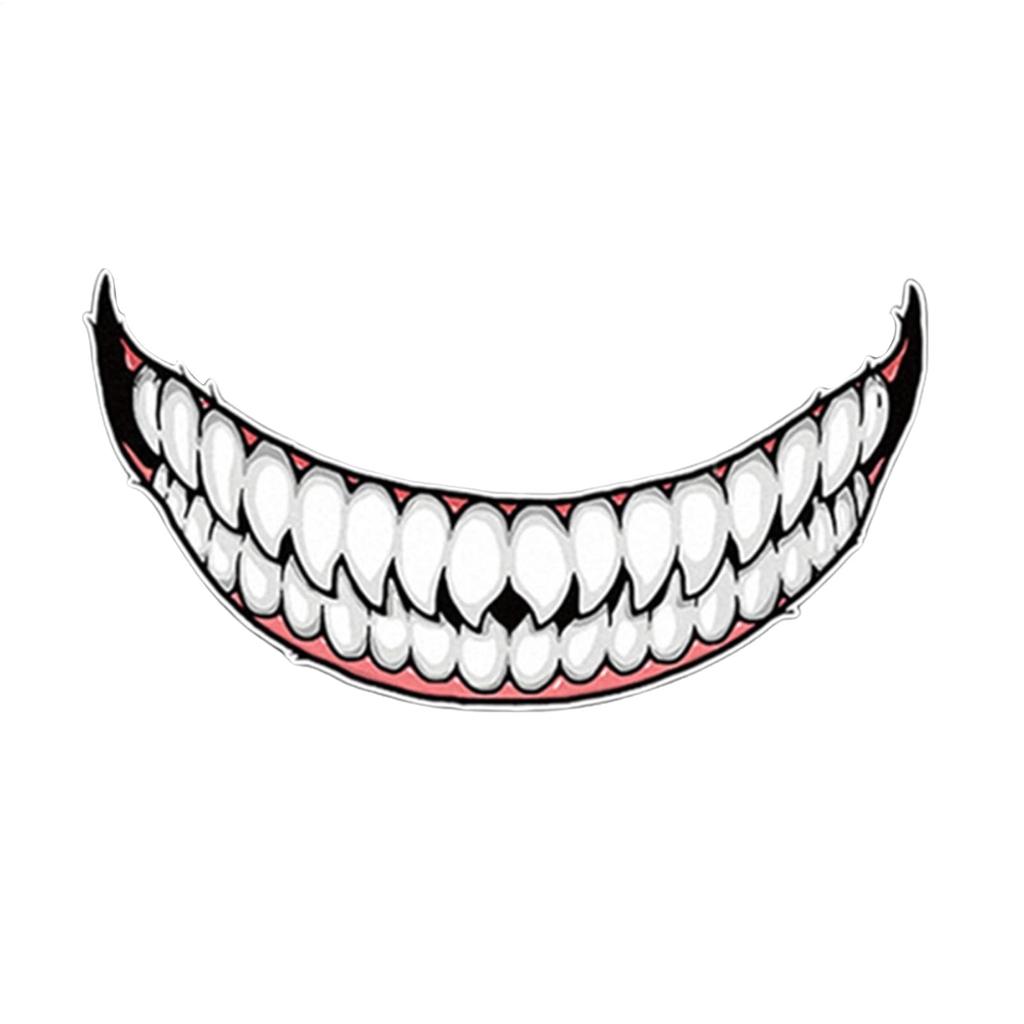 Generic Stickers Reflective Helmet Stickers Evil Teeth Bike Tank Decal Sticker Car 15cm