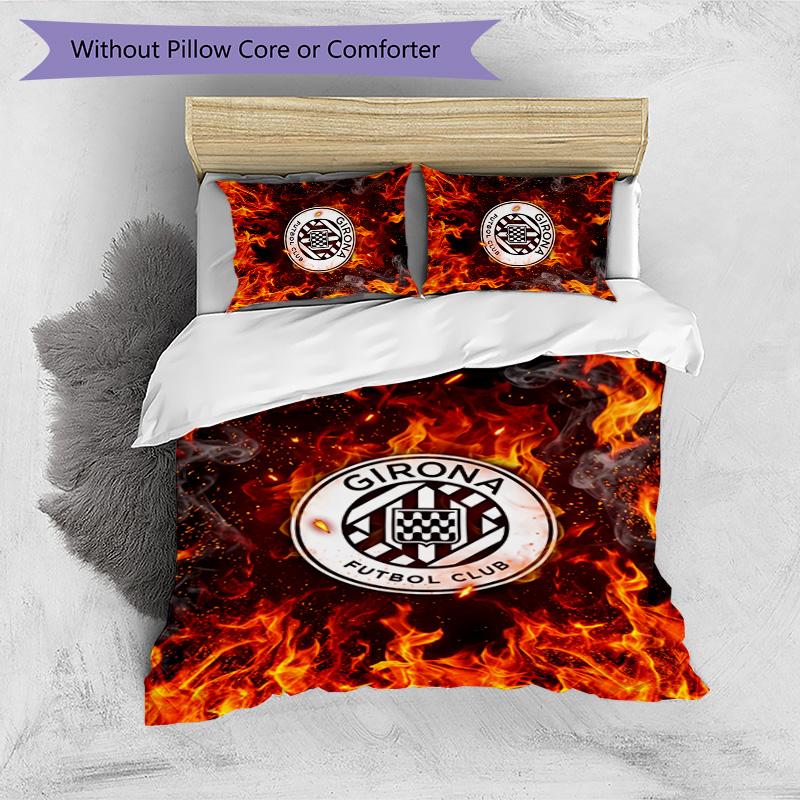 Girona FC Printed 3PCS Bedding Set Breathable Duvet Cover with Pillowcases Decorative Bed Linen for Bedroom Home