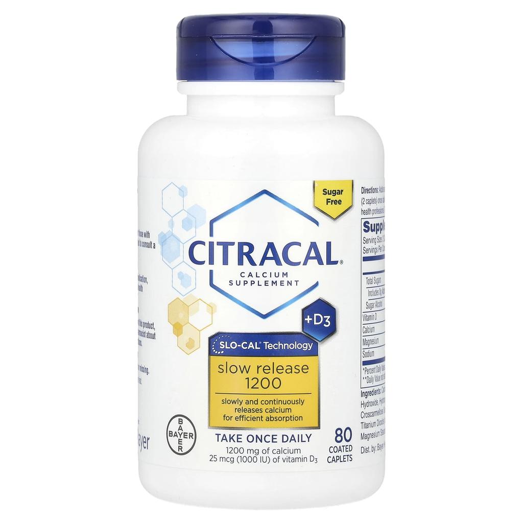 Kalziumergänzung + D3, verlängerte Freisetzung 1200, überzogene 80 Tabletten