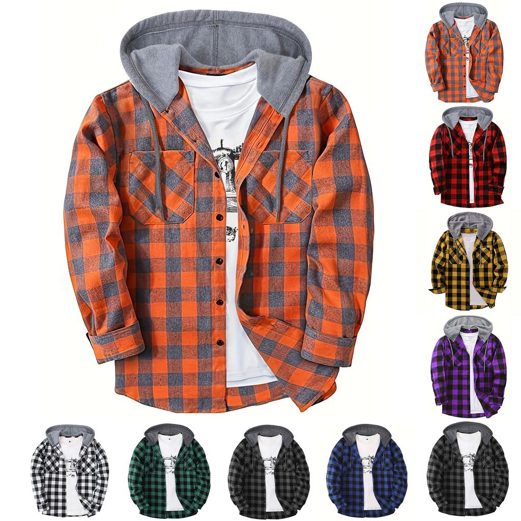 Men's Fashion Trend Hooded Checkered Sportswear