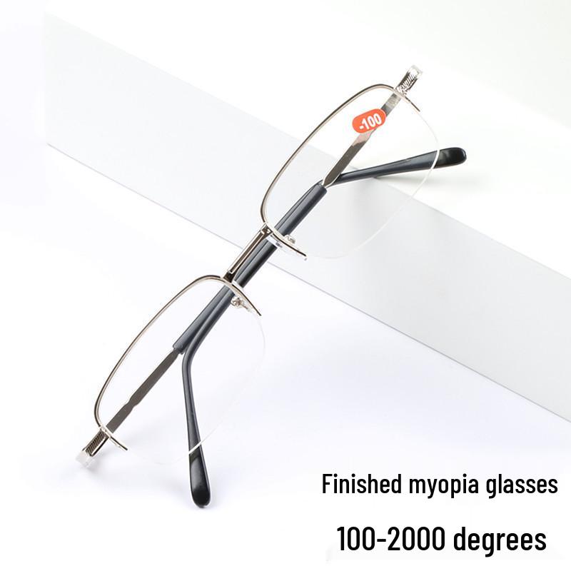 

High Myopia Semi-Rim Metal Glasses with Resin Lenses Nearsighted -150