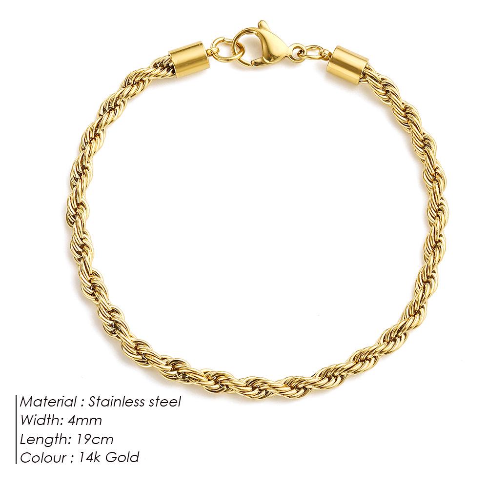eManco Women's Gold Twist Chain Bracelet - Hip Hop Punk Stainless Steel Jewelry