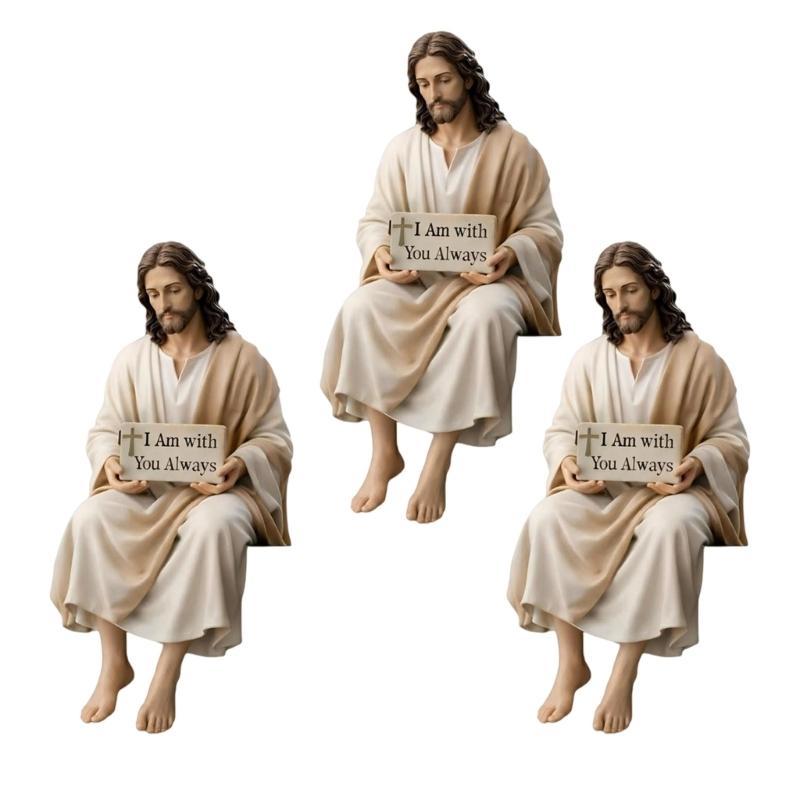 Inspirierende Christusstatue mit handbemaltem Detail Harz Schreibtisch-Begleitfigur Christliches Ornament Religiöses Geschenk