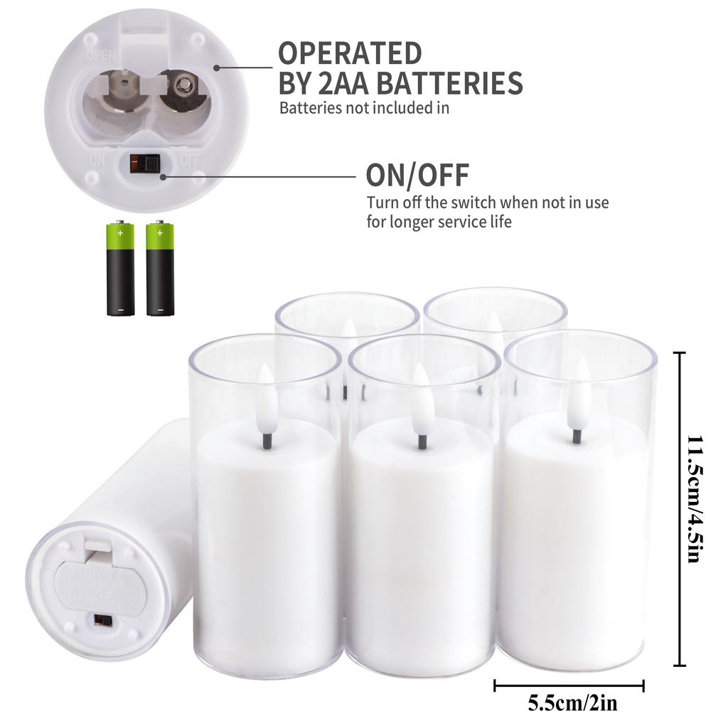 Set of 6 Plastic Candle Lantern Battery Flameless Led Candle Cheap Safer Candles Party Holiday Event Perfect Decoration