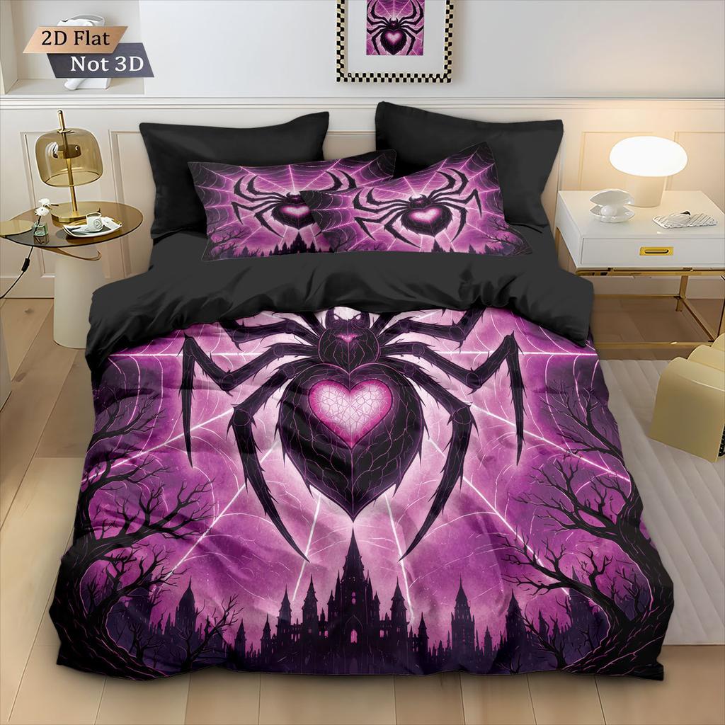 Spider Series 3D Print Duvet Cover Set, Microfiber Comforter Cover Hidden Zipper, Hidden Zipper, All Season, Machine Washable