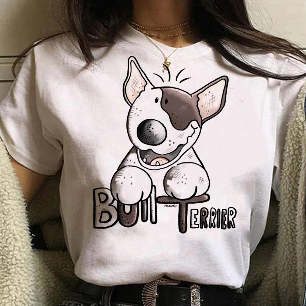Cute classic cartoon bull terrier Harajuku print T-shirt unisex summer pet pattern shirt dog lover top gift dog owner shirt