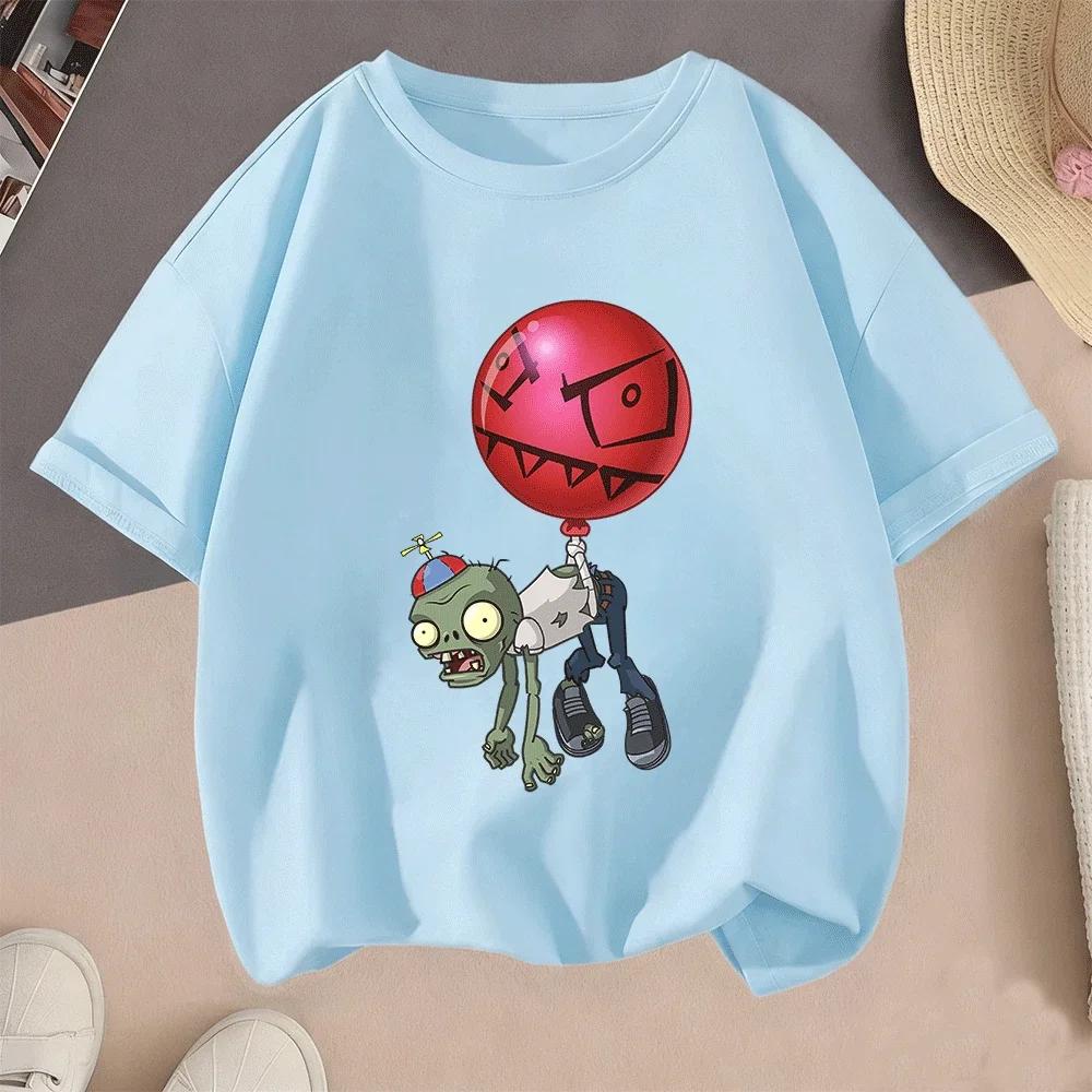 Hot Sale Plants Vs Zombies 2D Cartoon Print Casual Summer Short Sleeve T Shirt 2026 For Children Teenagers Boys Girls