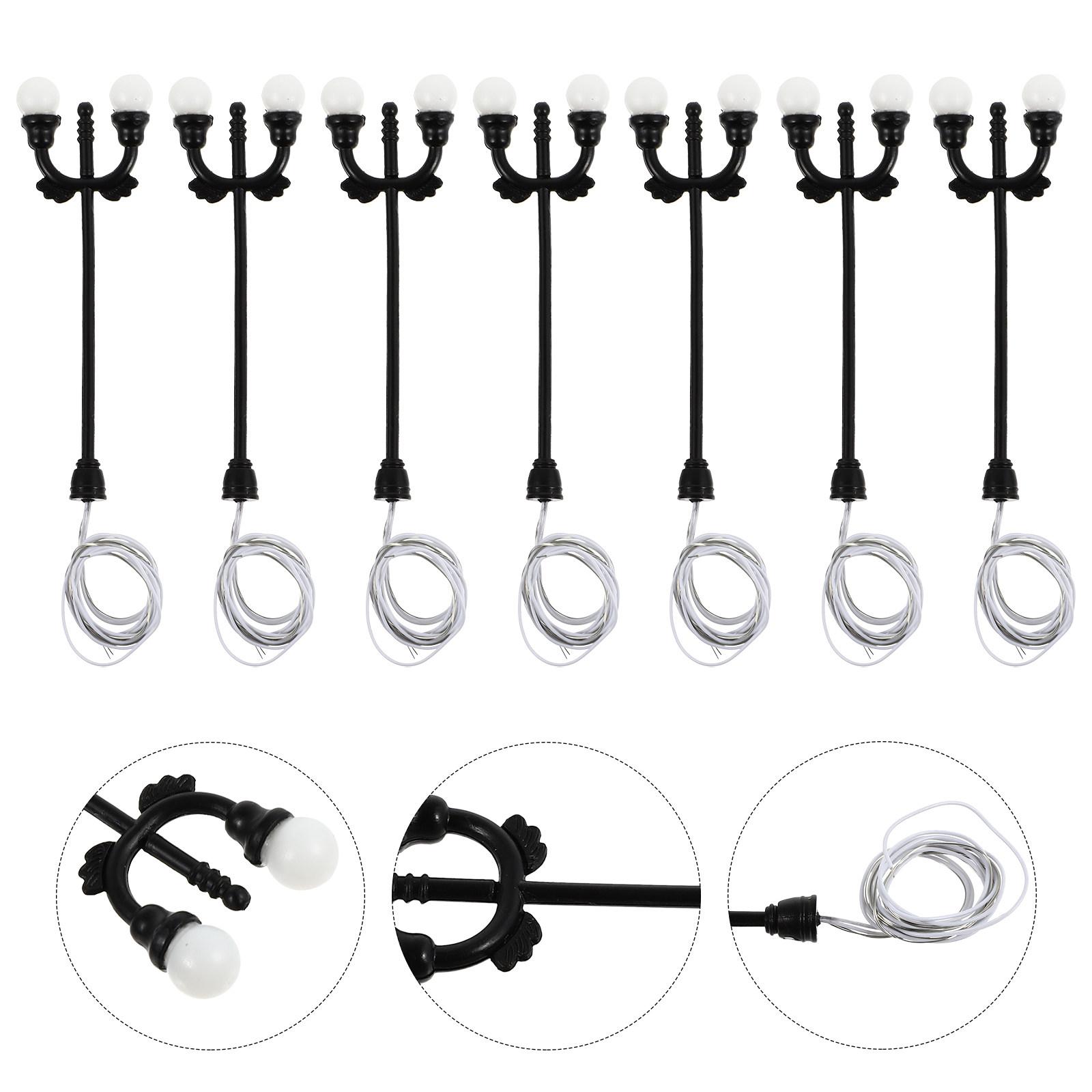 

7Pcs Micro Street Light Simulation Ornament Mini Lamp Post Decor Miniature Scene Landscape Decoration Supplies 6.6X0.5X0.5CM