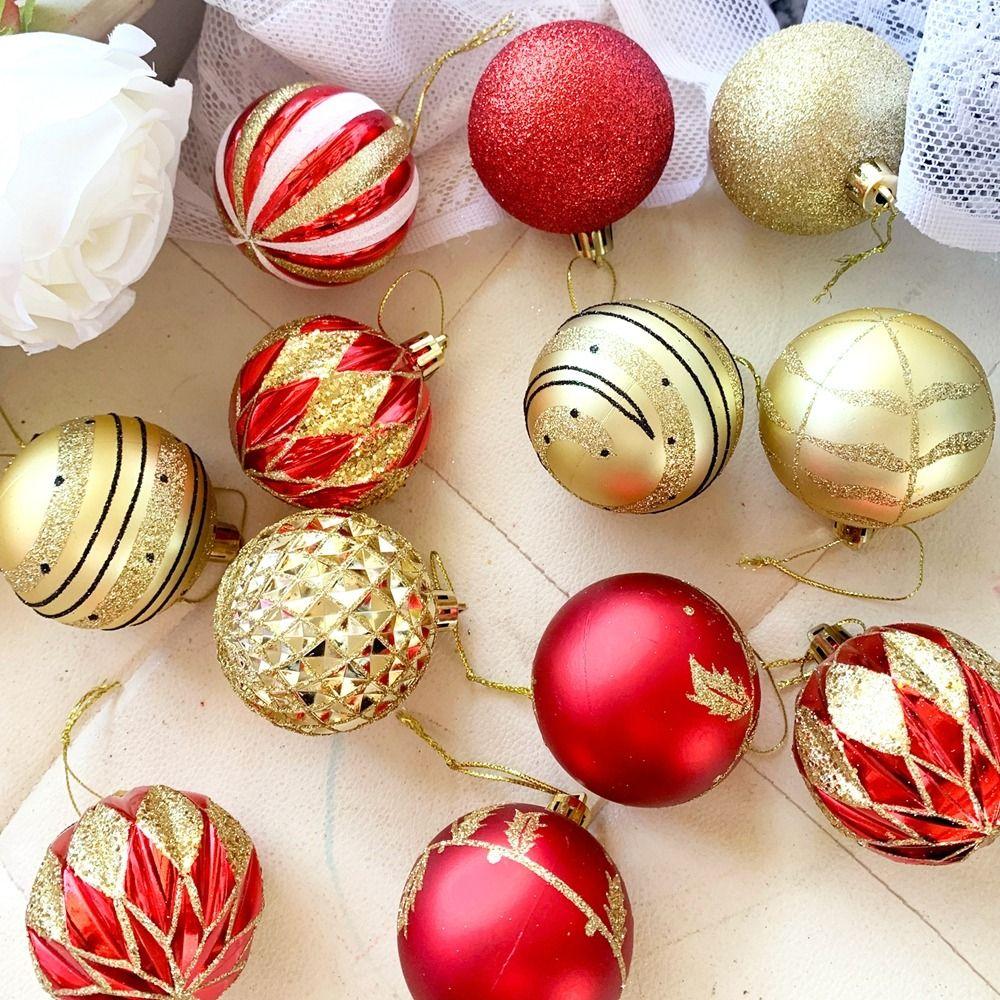 24Pcs/Box Plastic Christmas Colored Balls Electroplated Christmas Tree Hanging Pendant  for Home