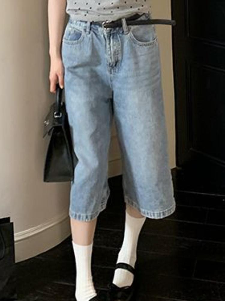 Couple Streetwear Vintage Wide Leg Shorts Women Retro Oversize Denim Shorts Summer Man High Waist Loose Casual Short Jeans
