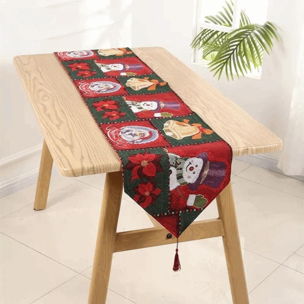 Snowman Printed Christmas Table Runner Long Santa Claus Tablecloth Xmas Desktop Decoration  Event