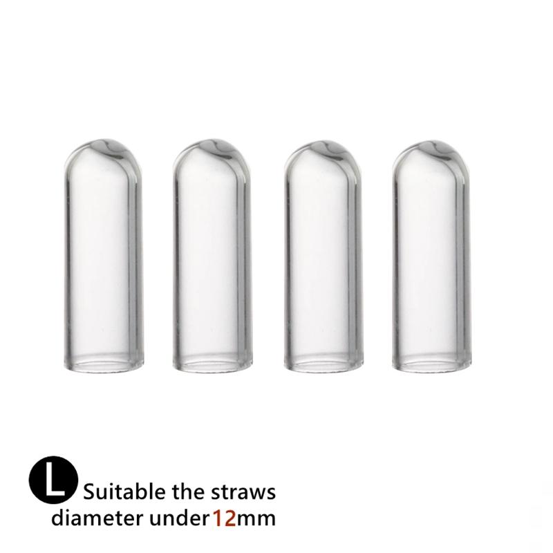 4PCS Glass Straw Tips Cover Reusable Drinking Straw Tips Cap Clear Lids Dust-Proof Plugs for Stainless Steel Straws Glass Straw